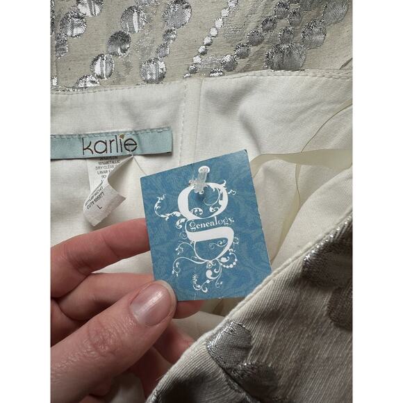 Karlie Cocktail Dress Strapless Size Large Mini Silver Pearl Design - Picture 10 of 10